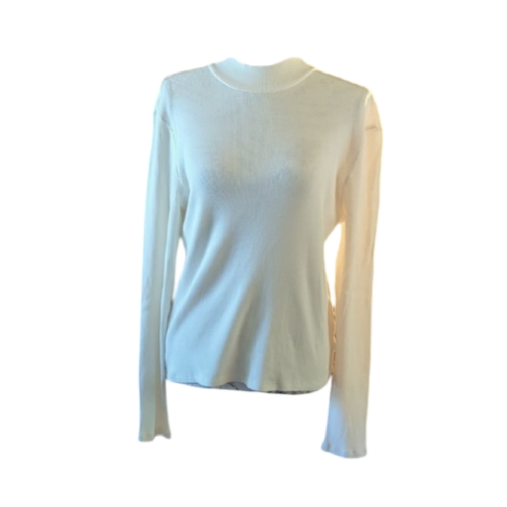 Size XL Joe Fresh Cream Ribbed Long Sleeve Tee